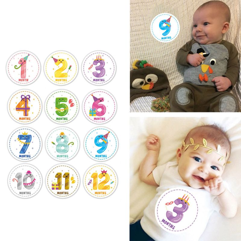 12 mois bébé autocollants mensuels -né première année âge et croissance suivi autocollant