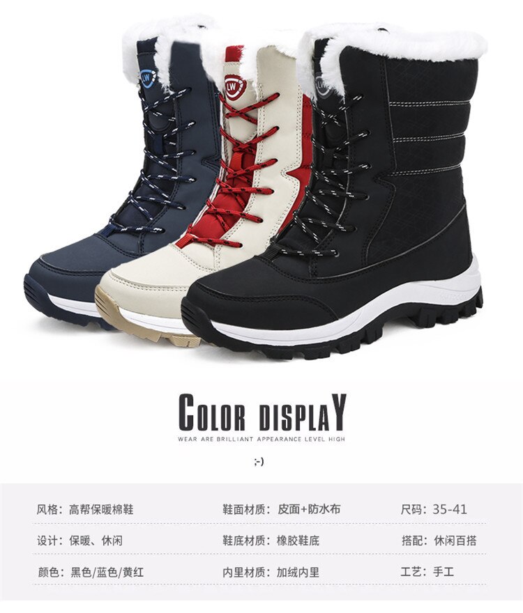 Winter Sneeuw Laarzen Vrouwen Verdikking Warme Pluche Enkellaarsjes Outdoor Antislip Platform Bont Snowboots Botas mujer Invierno