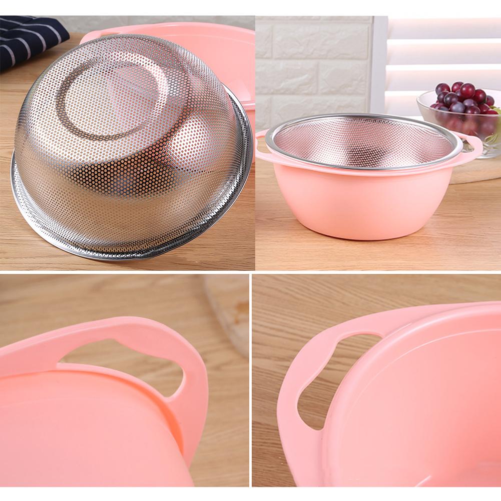 Stainless Steel Drain Basket Set Fruits Vegetables Washing Drain Basin Home Kitchen Sink Set For Kitchen Cleaning And Storage