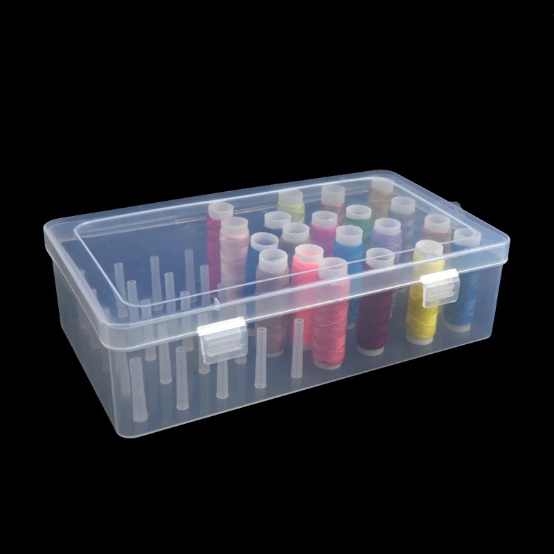 Transparent Thread Box Household Sewing Thread Storage Box Suitcase Container Craft Spool Storage Box with tools Accessories