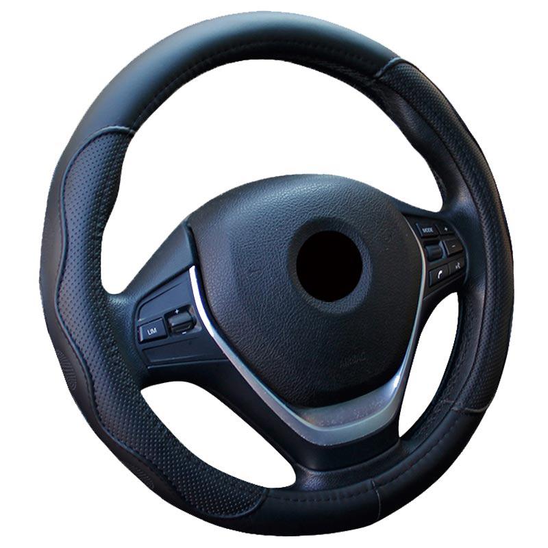 Universele 38cm/15&#39;Diameter PU Leather Sturing car steering Wheel cover omvat anti-slip Skidproof Duurzame stuurwieldekking Auto-accessoires: black