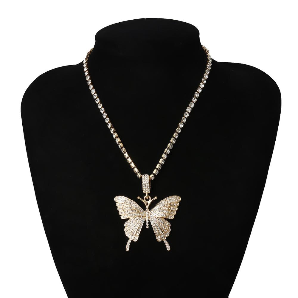 Mezcla de estilos, collares llamativos de mariposa, colgantes para mujer, Gargantilla, estilo Simple, Animal lindo, cadena de clavícula de mariposa: 5