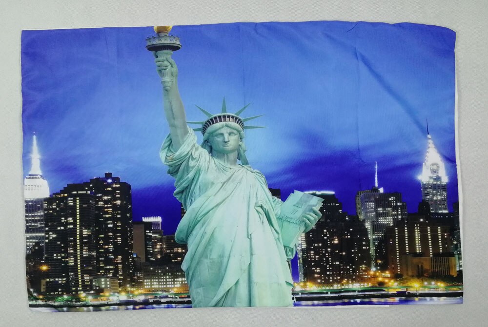Novelty York City Landschap Vrijheidsbeeld Print Blauw Beddengoed Set Dekbed Dekbedovertrek + Kussensloop ons Au Eu Size
