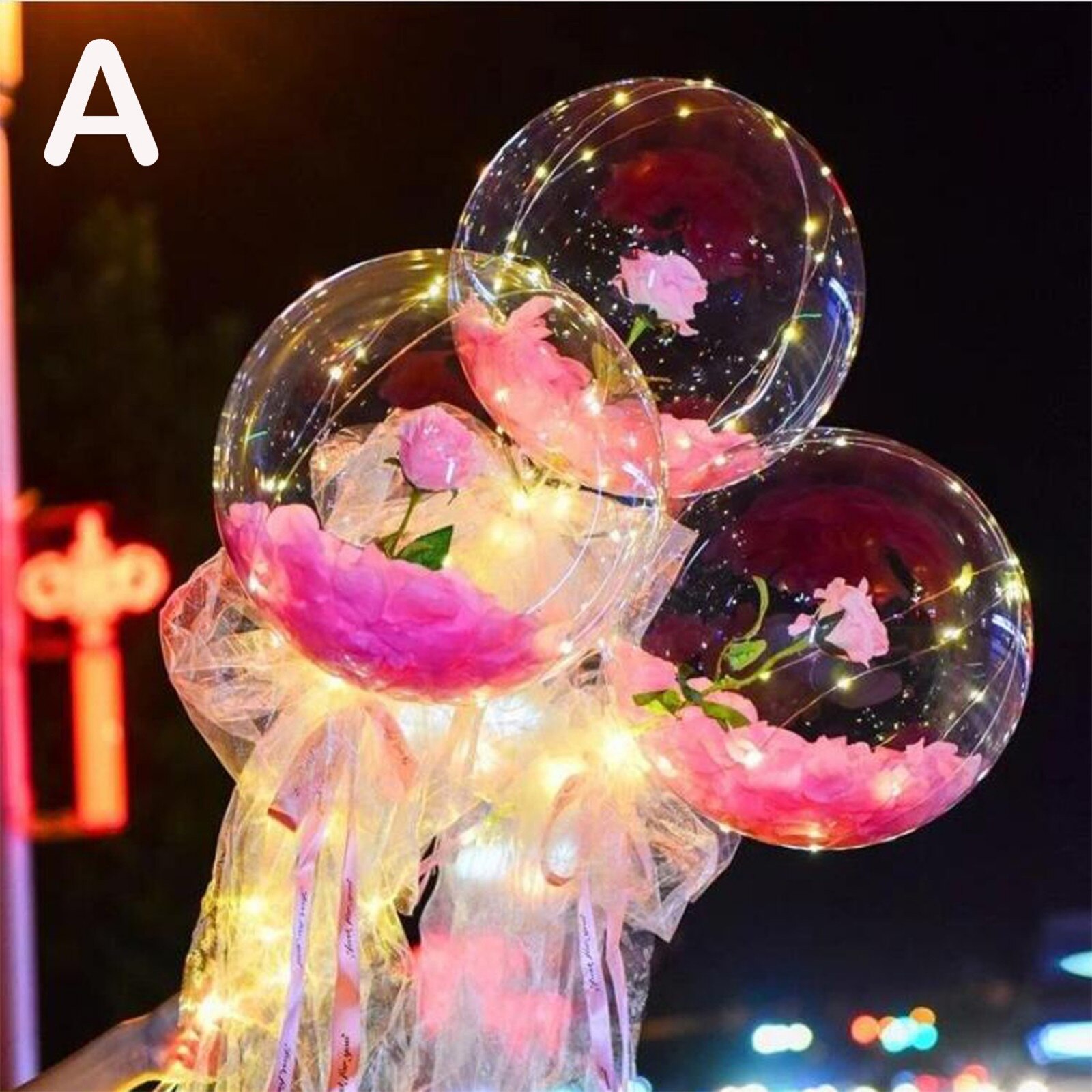 Led Ballon Rose Met Kolom Stand Lichtgevende Transparante Ballonnen Stand Led String Lichten Bruiloft Verjaardagsfeestje Decoratie # T1P: A