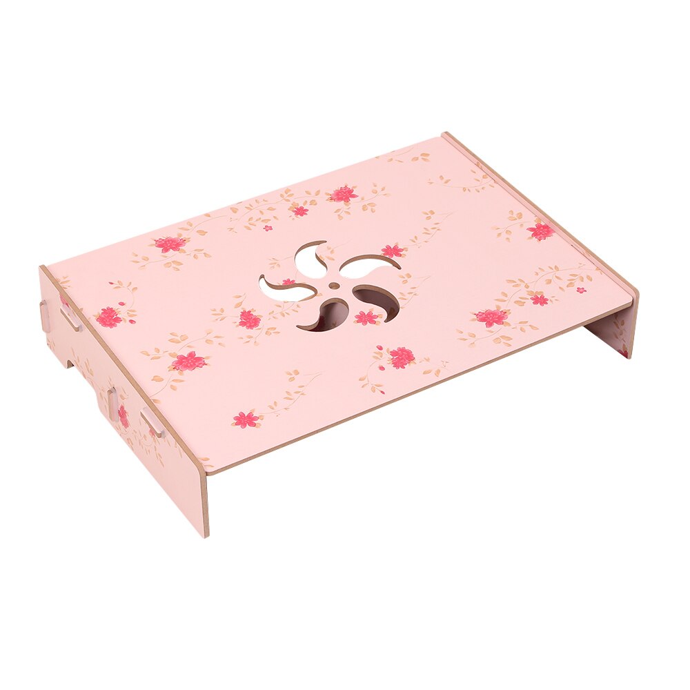 Office Accessories Wood Computer Monitor Stand Laptop Riser Holder Desktop Organizer with Keyboard Wiring Slot School Office