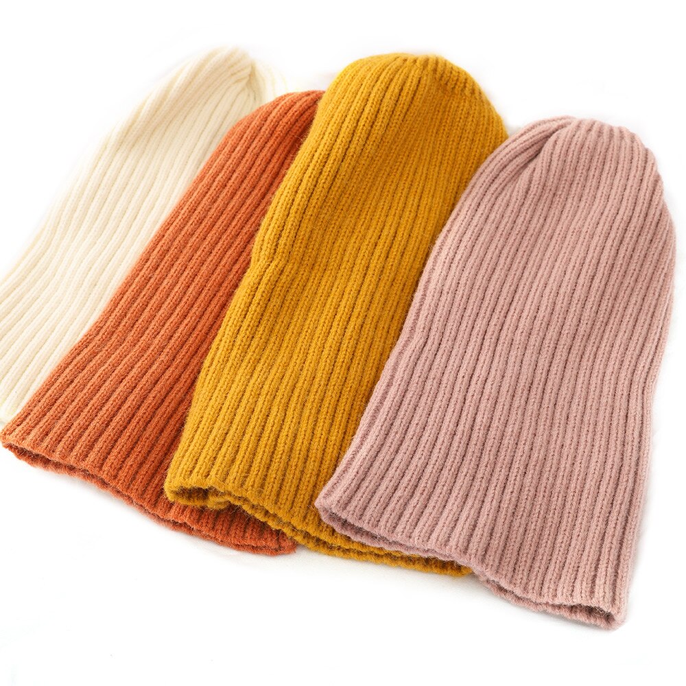 Kvinder vinter varm hue uld strik hue hatte kvinde hue behagelig bomulds kasket slouchy beanie hække kasket flere farver