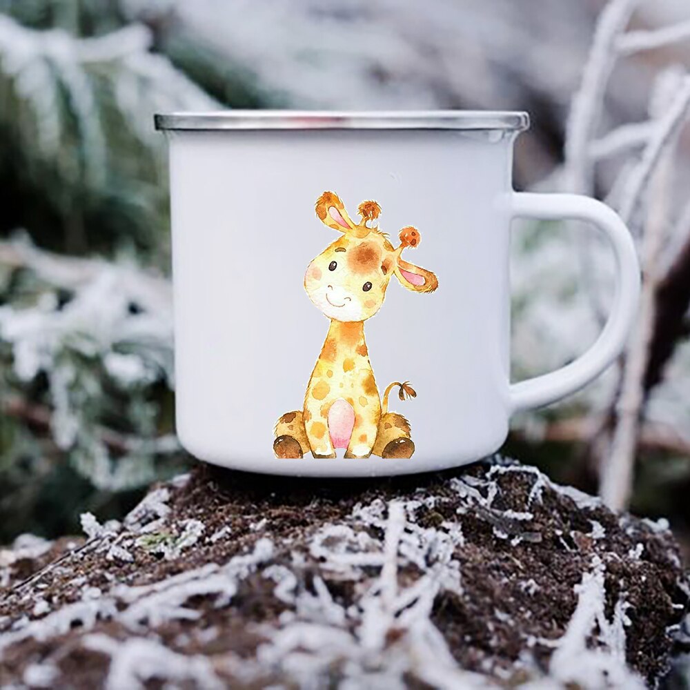 Leuke Cartoon Dier Herten Wasbeer Uil Print Mokken Creatief Emaille Koffie Mokken Kinderen Kids Ontbijt Melk Dessert Cups Kind: XH1680-A015WH-8