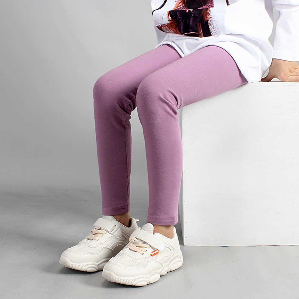 Patpat Zomer Lente En Herfst Modieuze Solid Leggings Broek Voor Meisjes Grote Kinderkleding Kinderen Meisje Bodems: Lavender / 8-9 Years
