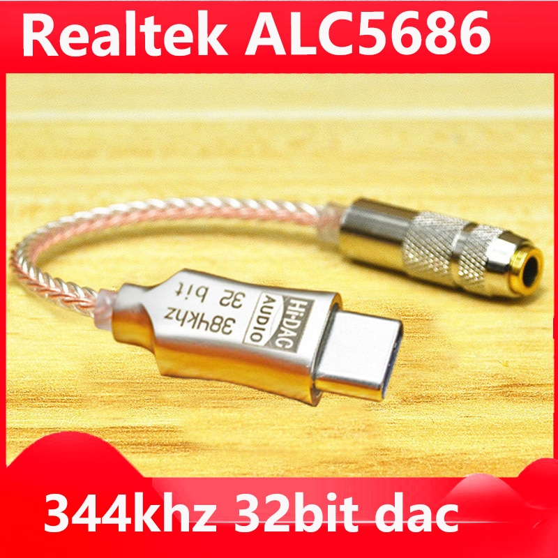 Realtek ALC5686 USB Typ C DAC Kopfhörer Ampere 16-32Ω mit 3,5mm Ausgang SNR 125dB PCM 32b/384kHz für Android, Fenster10, MacBook