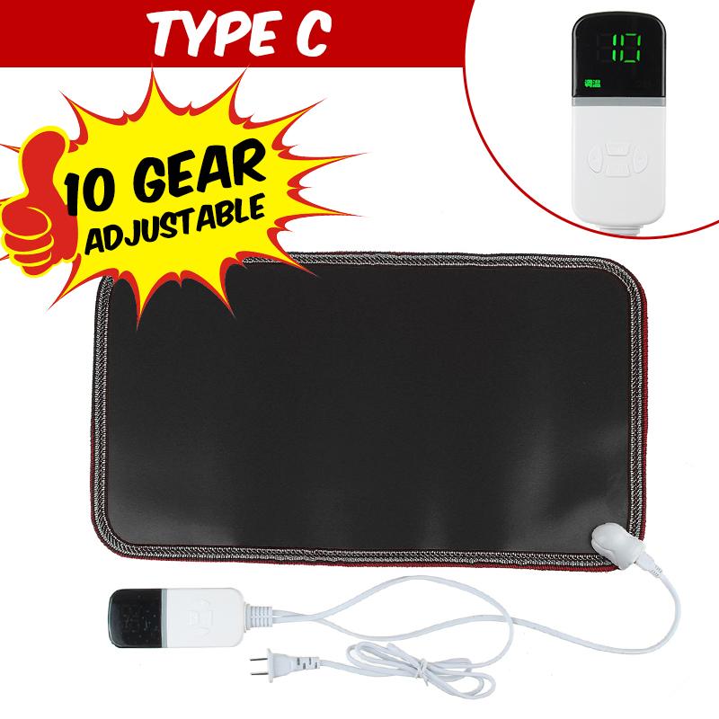 Winter Electric Foot Warmer Mat Warm Feet Thermostat Carpet Adjustable Temperature Heating Foot Mat for Home Office 10 Gear: Black C
