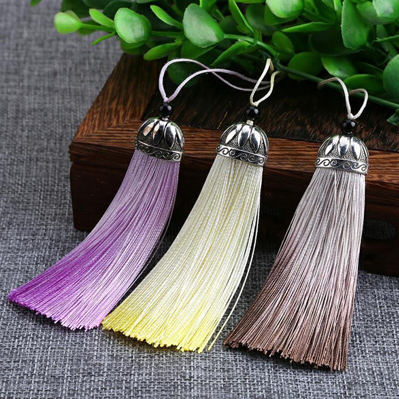 12pcs/lot 8cm Gradient color tassels silk fringe sewing bangs tassel trim decorative key tassels for curtains home decoration