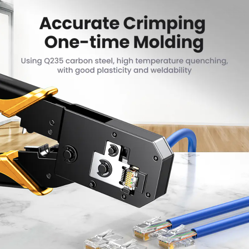 RJ45 Krympeverktøy - Ethernet Nettverkskabel Krympetang Cutter Stripper Tang for Modulære Kontakter