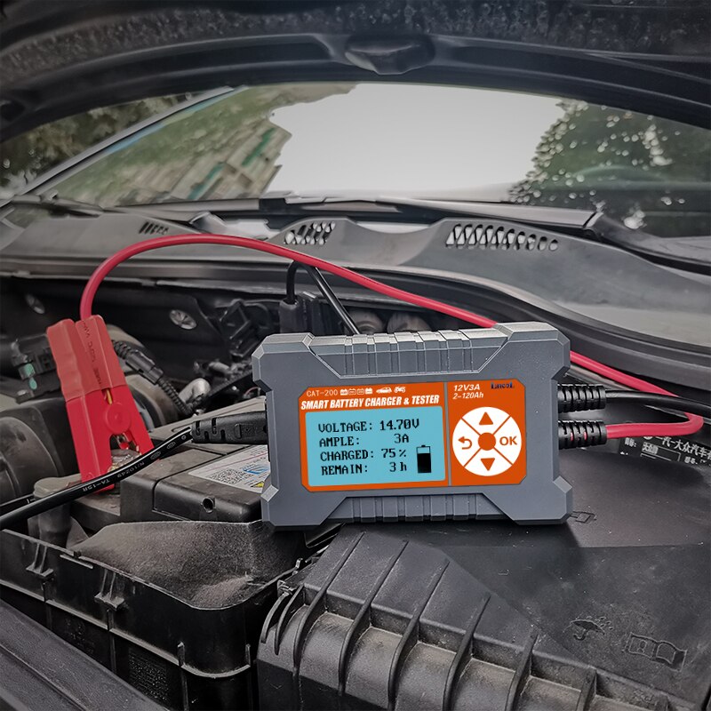 Car Battery Tester Analyzer Charger 12V 3A 2-120AH LCD Display Lead-Aicd Intelligent Smart Automatic Battery Analyzer