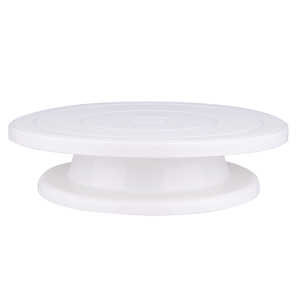 Plastic Cake Plaat Series Draaitafel Roterende Anti-Slip Ronde Cake Stand Keuken Diy Bakken Hulpmiddel Cake Decor Draaitafel set: L-white