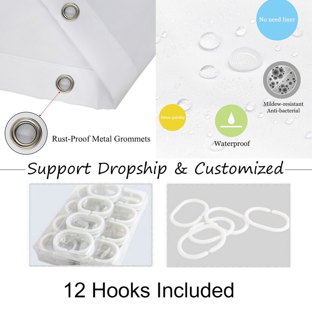 LB Lichtblauw Cartoon Wereldkaart Blauwe Zee Douchegordijn Dier Waterdicht Polyester Badkamer Gordijnen Stof Voor Bad Decor