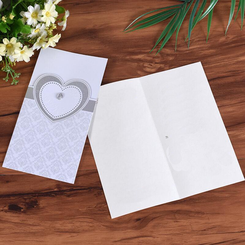 30pcs/lot Big Heart Red White Wedding Invitations Mariage Invitation Cards Birthday Party Pocket Invitation