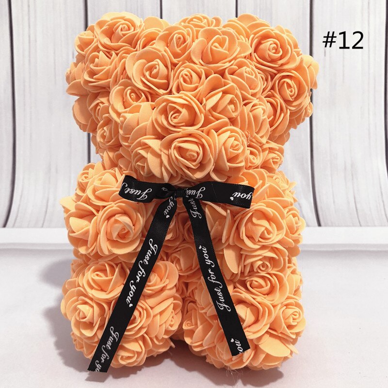 25cm bjørne af roser kunstige blomster hjem bryllup festival gør det selv billig bryllup dekoration boks krans håndværk: Orange