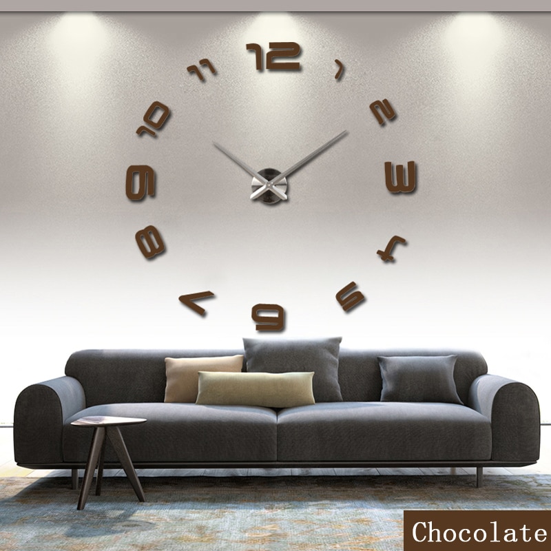 Specialtilbud ur vægure reloj de pared horloge ur stort dekorativt akryl spejl kvarts stue