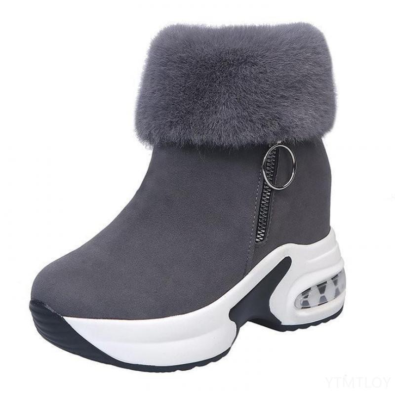 Vrouwen Enkellaars Warm Pluche Winter Schoenen Voor Vrouw Laarzen Hoge Hakken Dames Laars Vrouwen Snowboots Winter Schoenen Hoogte toenemende: Gray / 40