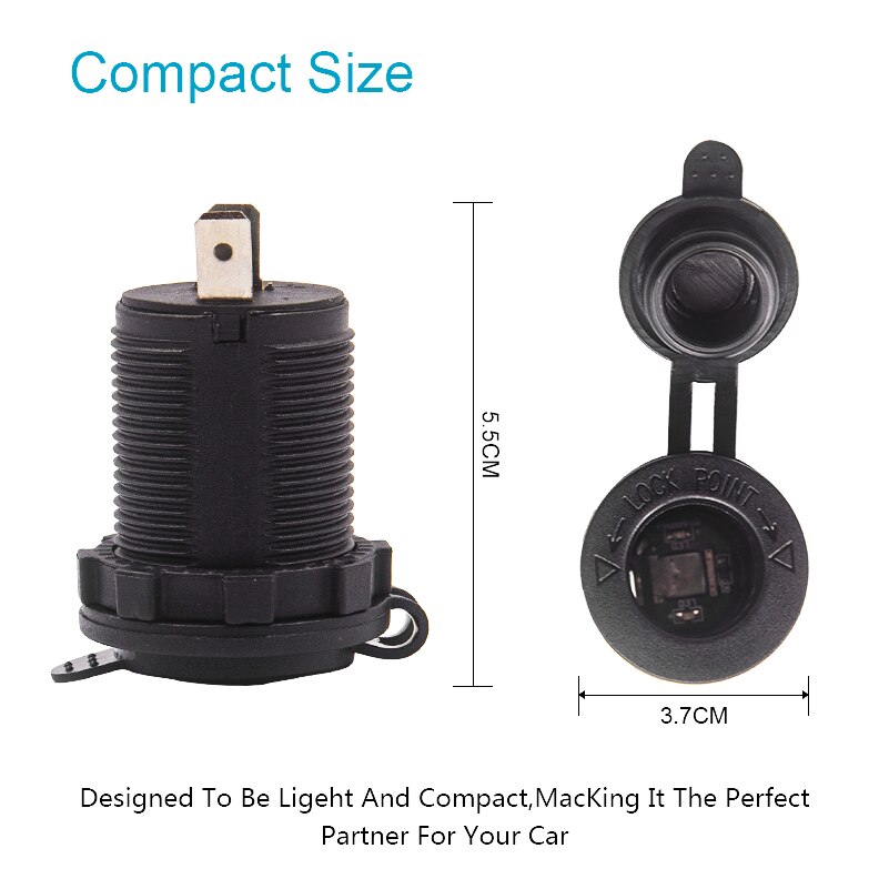 12V 120W Motorcycle Car Boat Tractor Accessory Waterproof Cigarette Lighter Power Socket Plug Outlet Charger for Mobile phone