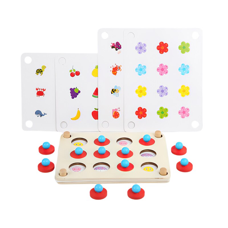 Houten Speelgoed Puzzelen Kleur Geheugen Schaken Match Game Educatief Kinderen Party Board Games Met 5 Kleurrijke Patronen Kaarten
