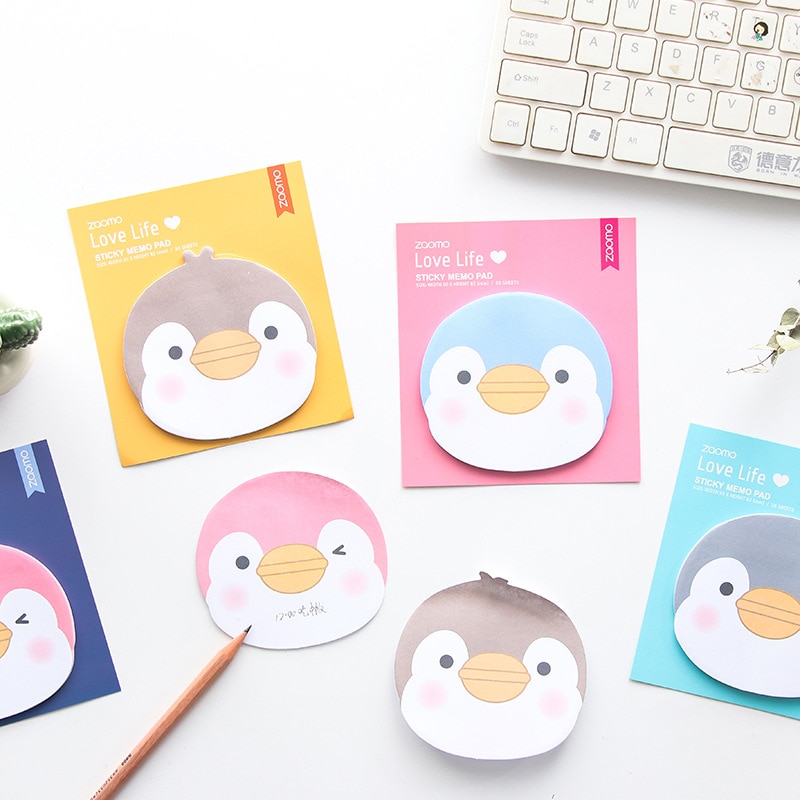 4 stuks Leuke pinguïn sticky note set Mini memo pad Dagboek bladwijzer planner sticker Kawaii Briefpapier Kantoor schoolbenodigdheden F373