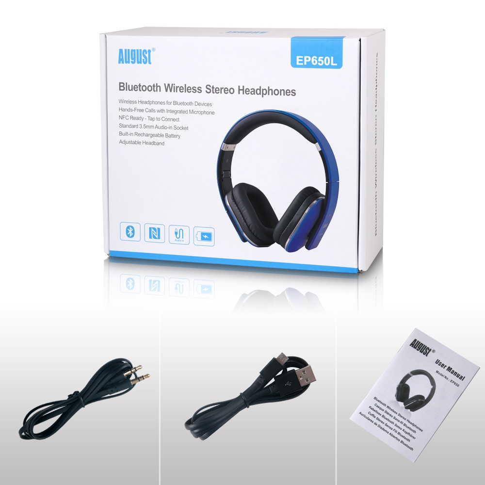 August EP650 Bluetooth Wireless Headphones with aptX / NFC / 3.5mm Audio In Bluetooth 4.2 Stereo Music Headset for TV ,Computer