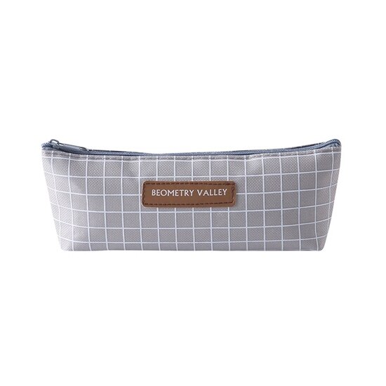 Wave Point Grid Girls Student Pencil Case School Pencil Case for Girl Boys Stationery Canvas Black Pencil Bag Box estojo escolar: B Gray grid