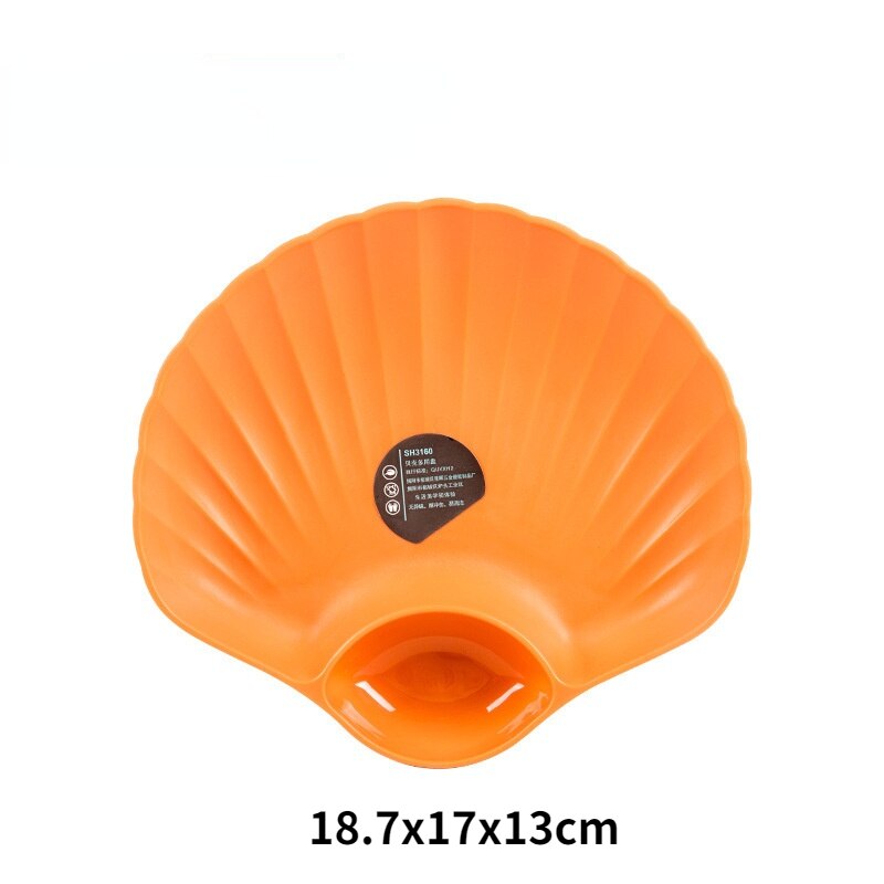 4/6PCS Japanese Vomit Bone Plate Shell Multi-purpose Snacks Dish Fastfood Snack Plate of Fruit Bowl Plastic Tray: orange / 4 pcs