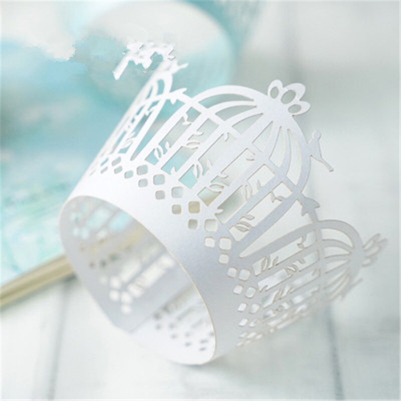 Cup Cake Grens Bos Art Papier Houder Parelmoer Papier Hollow Birdcage Cupcake Grens