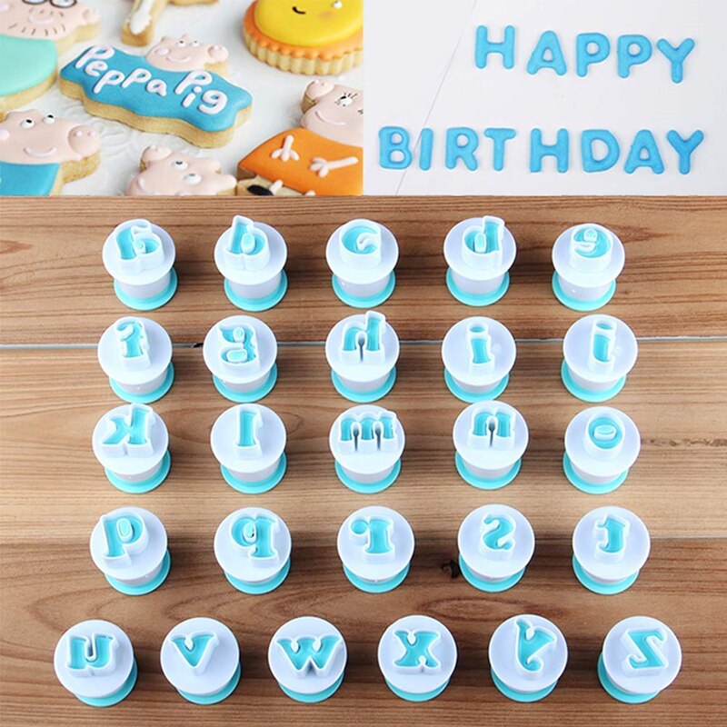 Alfabet Nummer Biscuit Cutter Kleine Letters Hoofdletters Letter Cake Decorating Cookie Gereedschap Stempel Mold Dessert Bakken Accessoires