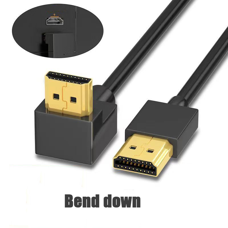 4K Elbow HDMI-compatible Extension Cable 90 Degree Down Angle Male to Female For HDMI 2.1 Cable 3D 60Hz Video HDR for TV Monitor: Beige / 1m