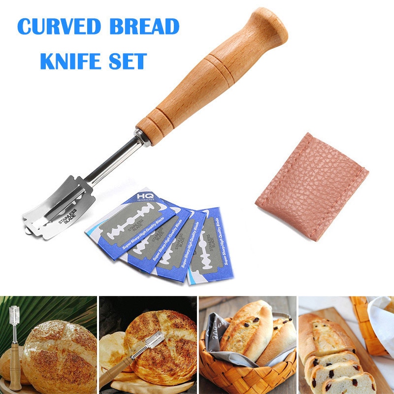 Bread Bakers Cutter Slashing Tool Dough Making Razor Wood Handle Bakeware Bread Bakers Lame Slashing Tool BDF99