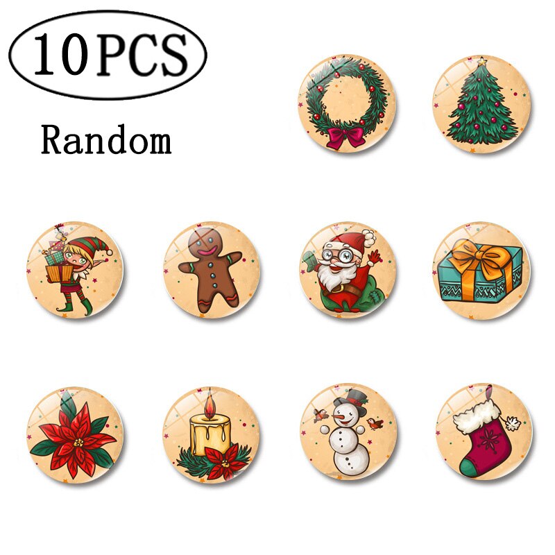 10 stk jule køleskabsmagnet køleskabsmagneter opslagstavle glas cabochon klistermærker indretning børn besked holder boligindretning: 10 stk