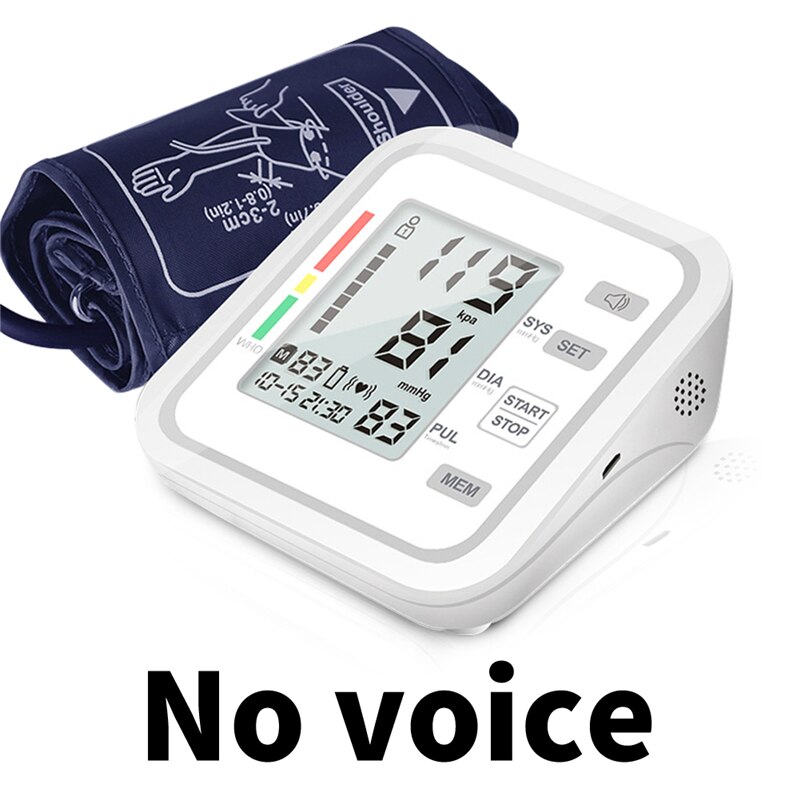 Portable Upper Arm Tonometer Blood Pressure Monitor Heart Rate Sphygmomanometer Smart Automatic Digital Monitors BP Meter: NO Vioce Tonometer