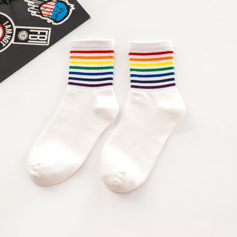 Autumn and Winter Cotton Socks Colorful Stripes for Ladies Female Leisure Comfortable Rainbow Socks Women: 03