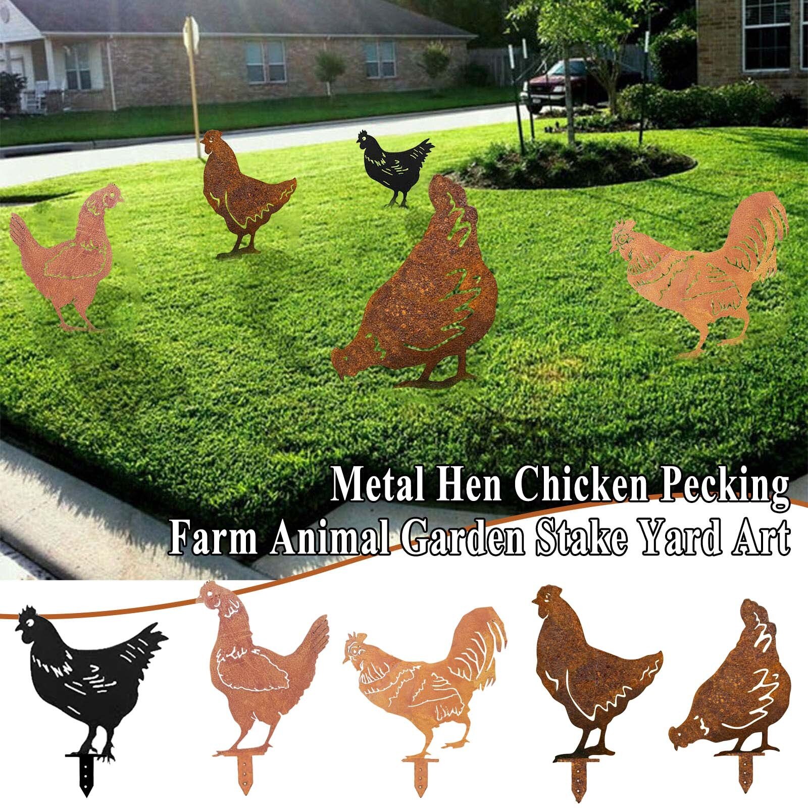 Außen Metall Henne Huhn Picken Bauernhof Ebene Garten Einatz Garten interessant Kunst Ornament Startseite freien garten dekoration