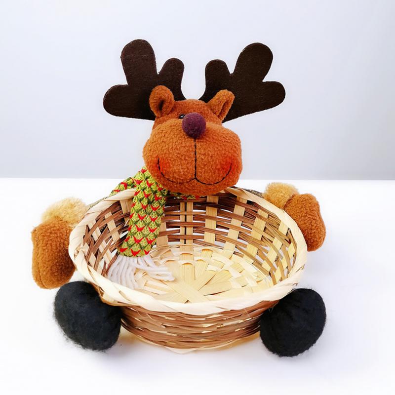 Christmas Ornaments Imitation Bark Candy Basket Old Man Doll Snack Storage Apple Basket Home Decorative Supplies: Type B 03