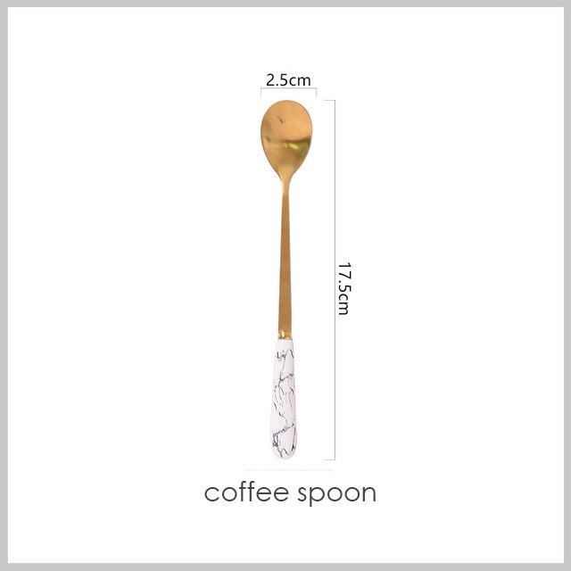 Zastawa stołowa do kuchni zestaw sztućców zestaw złotych sztućców zestaw sztućców ze stali nierdzewnej luksusowy nóż łyżka zestaw obiadowy Western Ceramics: white coffee spoon