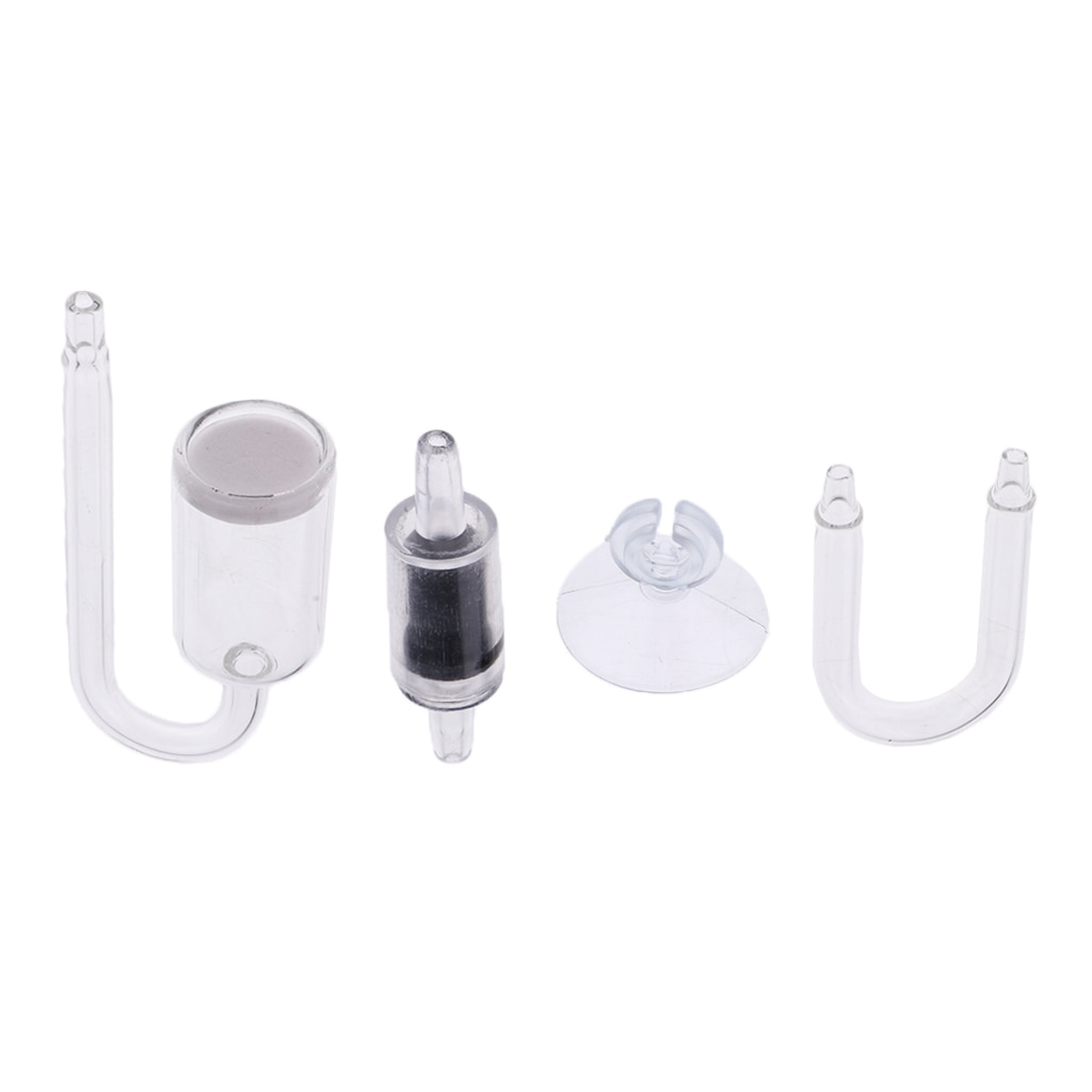 Aquarium CO2 Diffuser, U-vorm Aquarium CO2 Diffuser Controleer Glazen Buis Zuignap Kit