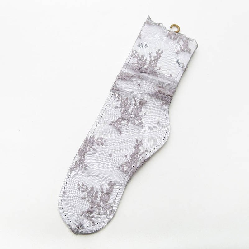 [EIOISAPRA] calcetines de verano para mujeres delgadas, transpirables, transparentes, con encaje decorativo, patrón de montón de calcetines, 8 colores, Casual, de: Gray