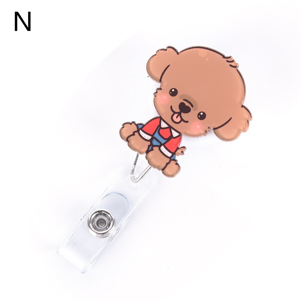1 pièces Mini dessin animé chien rétractable Badge bobine le nouvel étudiant infirmière interdiction ID nom carte porte-Badge fournitures de bureau: N