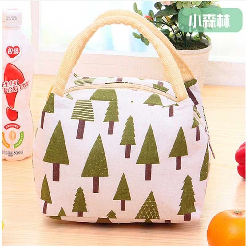 Newest Lunch Bag Insulated Cold Canvas Stripe Picnic Carry Case Thermal Portable Lunch Box Women Kids Men Lunch Box Bag Tote: Khaki