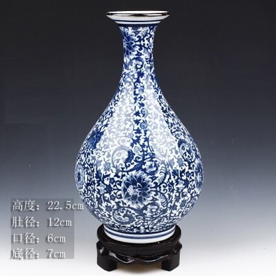 Blau und Weiß Porzellan Vasen Verriegelung Lotus Blume Keramik Vase Hause Dekoration Jingdezhen Blume Vasen R1842: Dunkelgrau