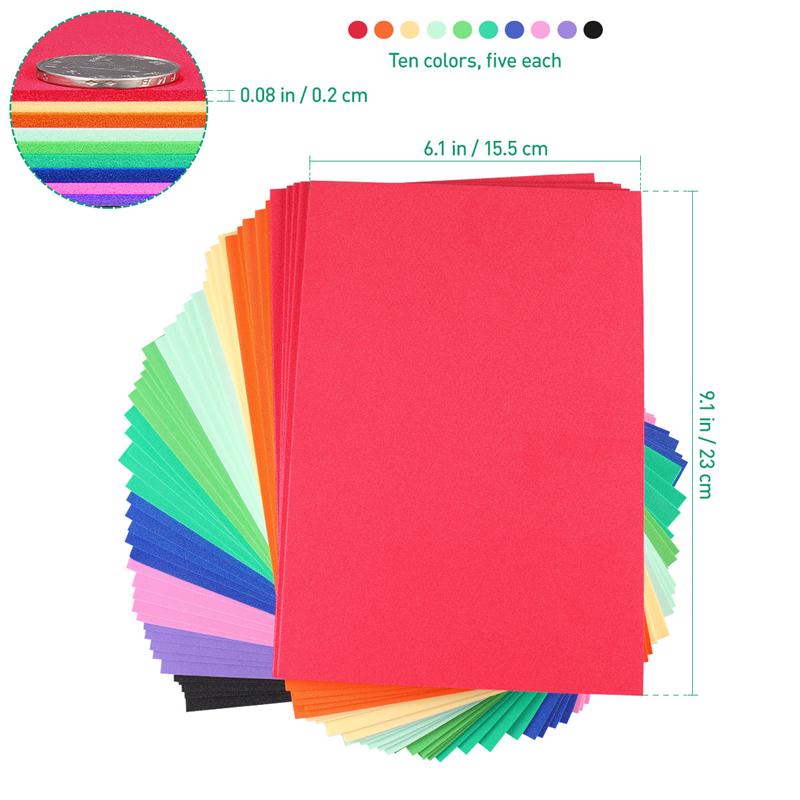 50pcs Sponge Foam Paper EVA Craft Foam Sheets Handicraft Sheets Kids Arts Foam Paper for DIY Projects Scrapbooking