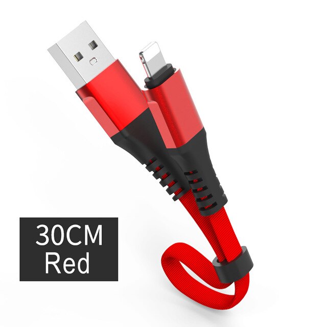 0,3 M Kurze USB Ladung Daten Kabel Beleuchtung Für iphone XS XR X 8 7 6 6S 5S 5C 5 Für Android iOS Mini Ladekabel Energie Bank: rot / Pro Typ C