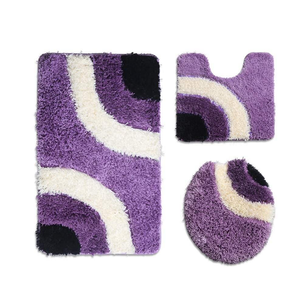 Europese geometrische abstracte flockmatset voor thuis toilet waterabsorberende antislipmat u-kussencombinatie driedelige badmat: 07