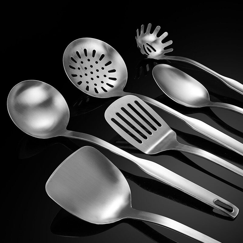6/7Pcs Stainless Steel Cooking Tools Set, Nonstick Kitchen Utensils - Turner Soup Ladle Strainer Pasta Server Spoon
