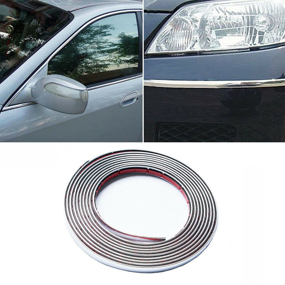 5M*25MM Car Chrome Styling Decoration Moulding Trim Strip Tape Protector Cover Soft PVC Chrome