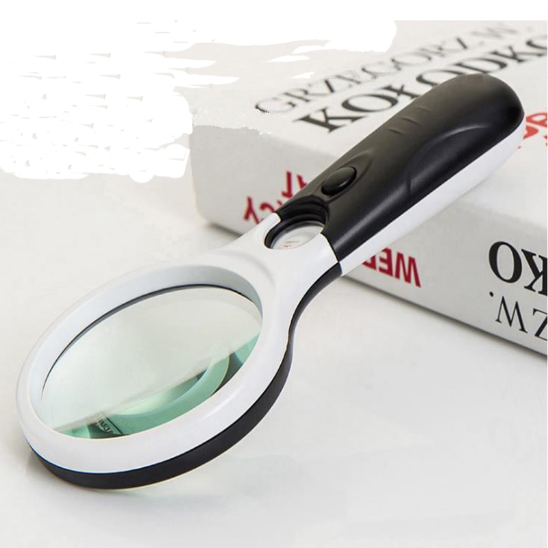 Handheld Illuminated Magnifier 3X 45X Microscope Magnifying Glass Aid Reading for Seniors Loupe Jewelry Repair Tool With 3 LED